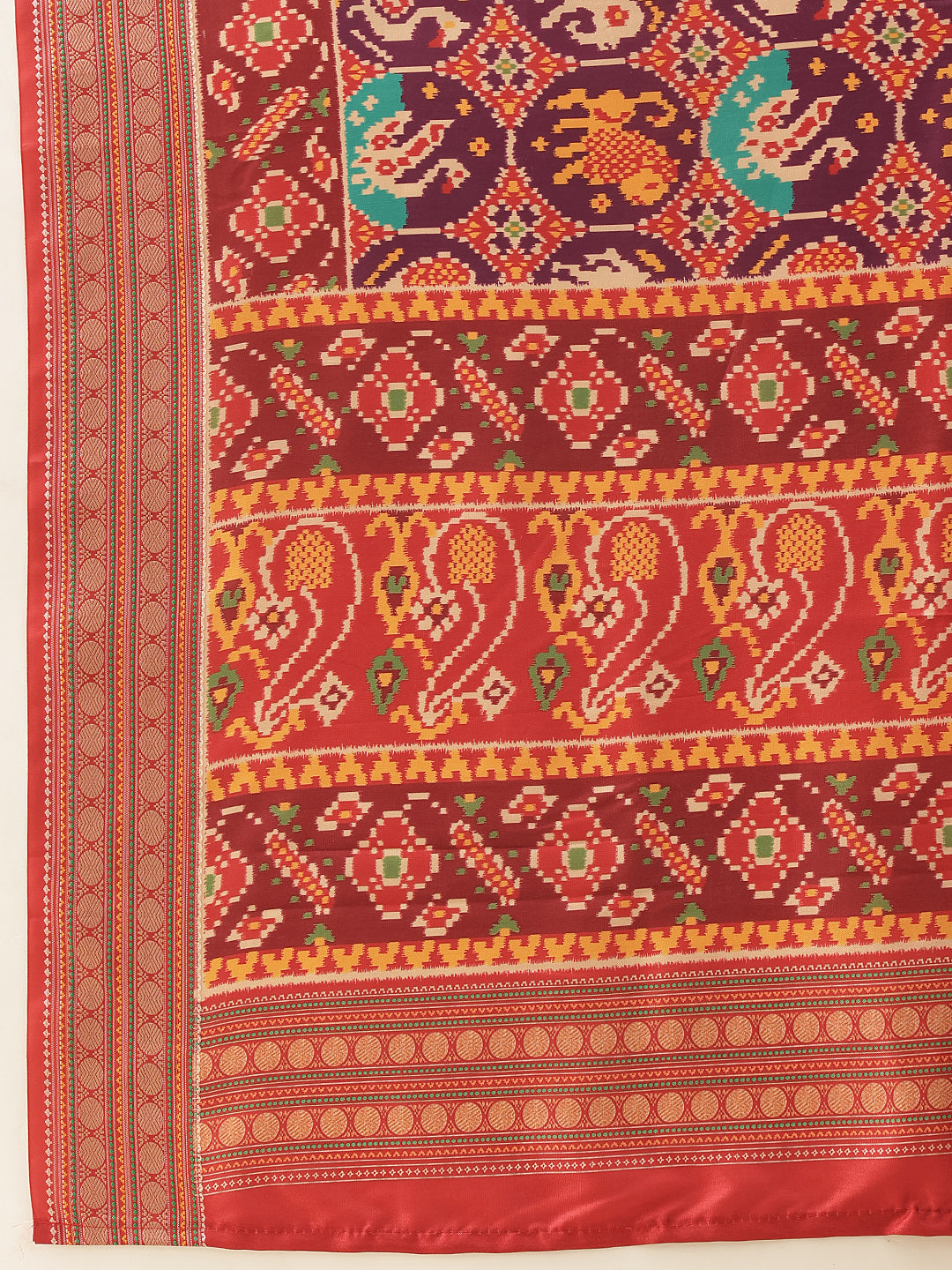Women's Soft Tusser Silk Digital Printed Viscous Jacquard Border Patola Sarees