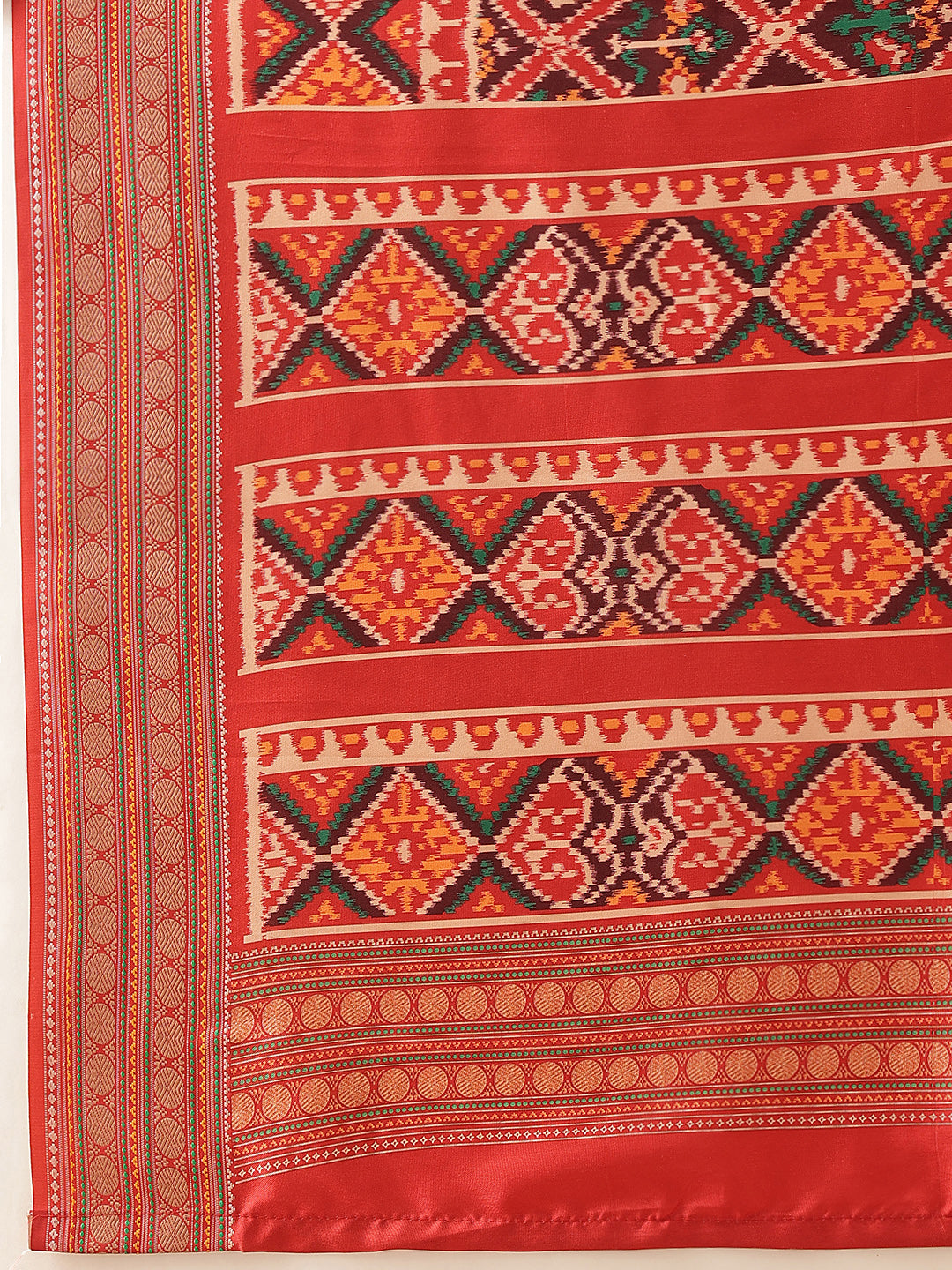 Women's Soft Tusser Silk Digital Printed Viscous Jacquard Border Patola Sarees