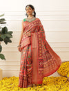 Women's Soft Tusser Silk Digital Printed Viscous Jacquard Border Patola Sarees