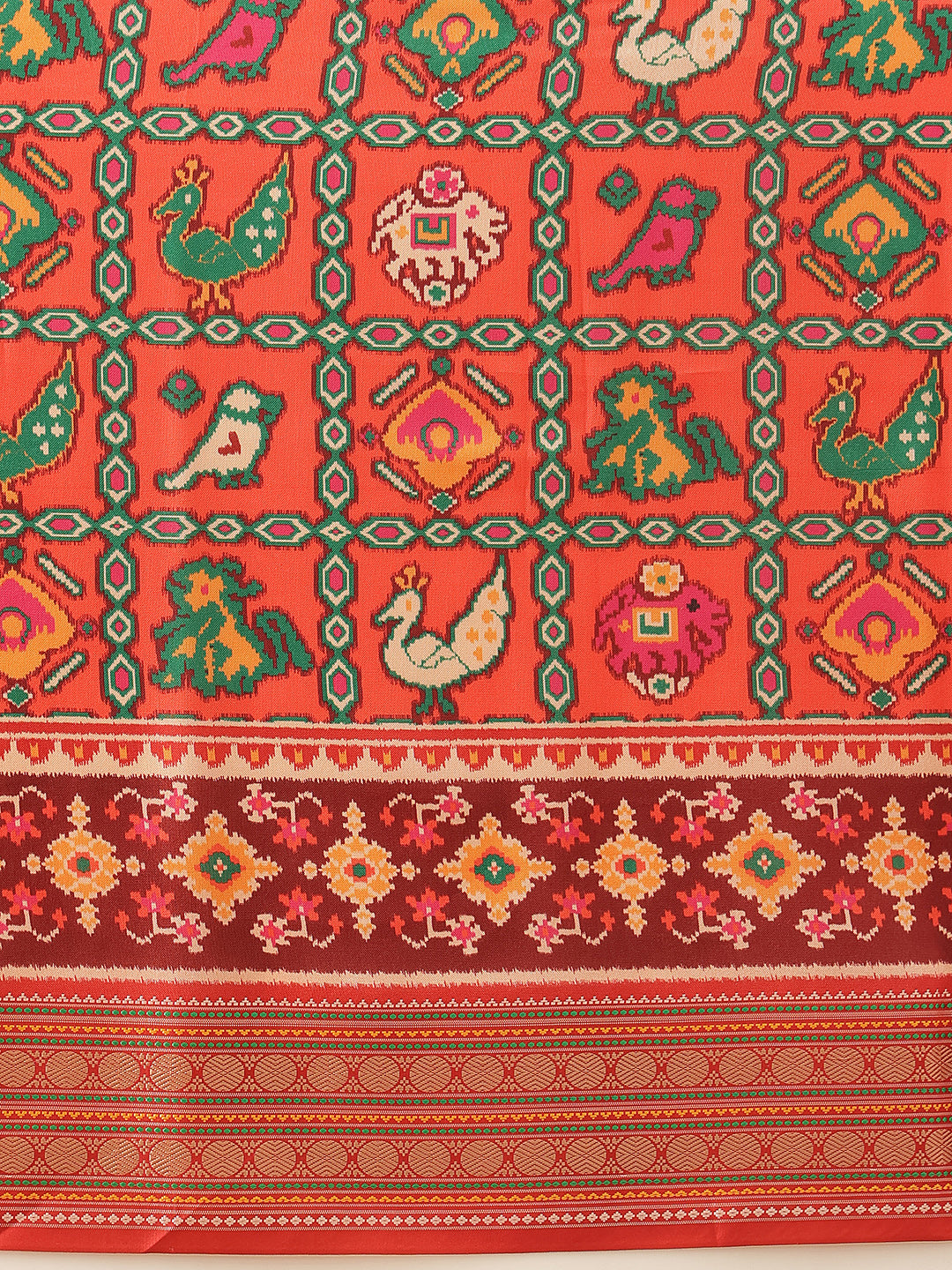 Women's Soft Tusser Silk Digital Printed Viscous Jacquard Border Patola Sarees