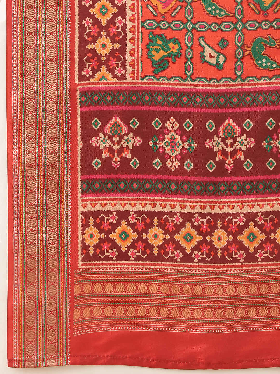 Women's Soft Tusser Silk Digital Printed Viscous Jacquard Border Patola Sarees