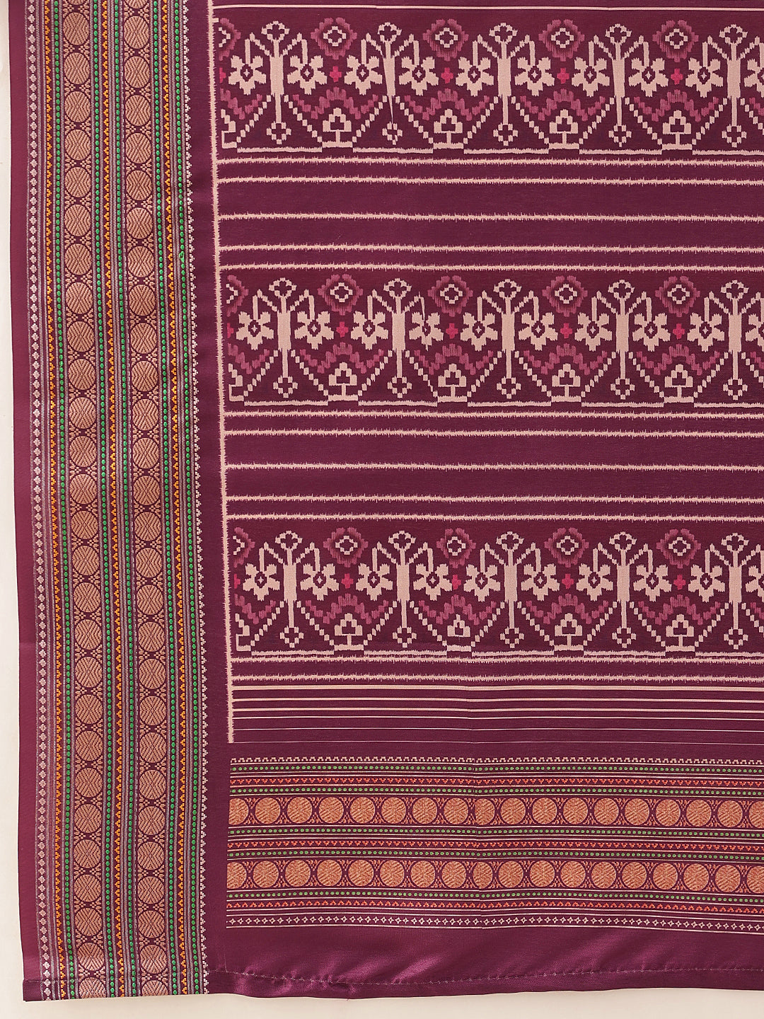 Women's Soft Tusser Silk Digital Printed Viscous Jacquard Border Patola Sarees