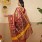 Digital Printed Kalamkari Patola Saree for Women with Lagdi Patta Pallu and Handmade Tassel