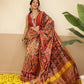 Digital Printed Kalamkari Patola Saree for Women with Lagdi Patta Pallu and Handmade Tassel