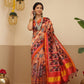 Digital Printed Kalamkari Patola Saree for Women with Lagdi Patta Pallu and Handmade Tassel