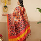 Digital Printed Kalamkari Patola Saree for Women with Lagdi Patta Pallu and Handmade Tassel
