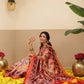 Digital Printed Kalamkari Patola Saree for Women with Lagdi Patta Pallu and Handmade Tassel