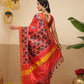 Digital Printed Kalamkari Patola Saree for Women with Lagdi Patta Pallu and Handmade Tassel
