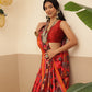 Digital Printed Kalamkari Patola Saree for Women with Lagdi Patta Pallu and Handmade Tassel