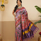Digital Printed Kalamkari Patola Saree for Women with Lagdi Patta Pallu and Handmade Tassel