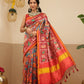 Digital Printed Kalamkari Patola Saree for Women with Lagdi Patta Pallu and Handmade Tassel