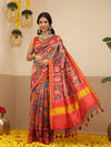 Digital Printed Kalamkari Patola Saree for Women with Lagdi Patta Pallu and Handmade Tassel
