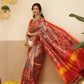 Digital Printed Kalamkari Patola Saree for Women with Lagdi Patta Pallu and Handmade Tassel
