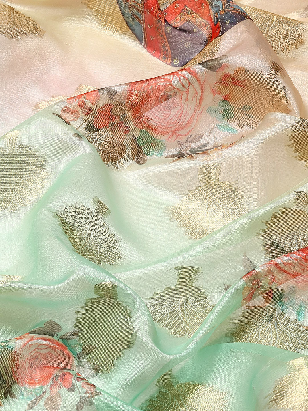 Floral Zari Art Silk Chanderi Digital Printed Saree