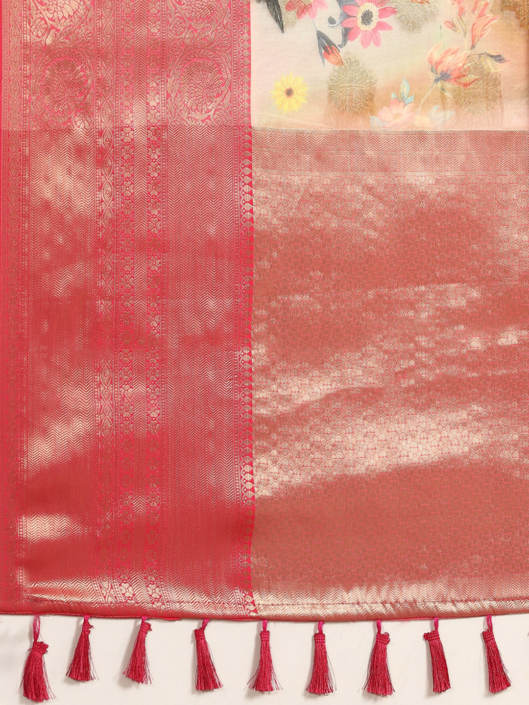 Floral Zari Art Silk Chanderi Digital Printed Saree