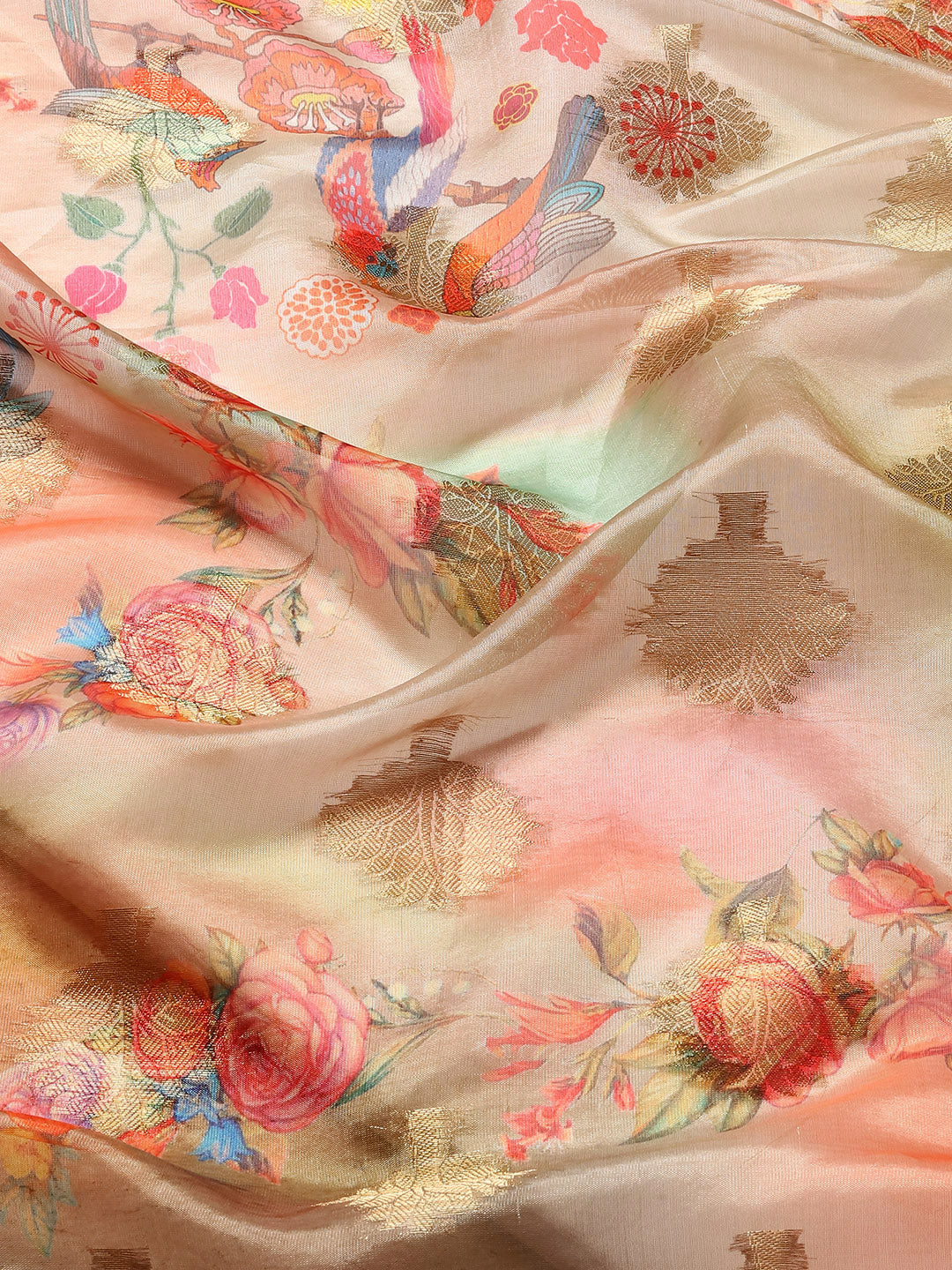 Floral Zari Art Silk Chanderi Digital Printed Saree