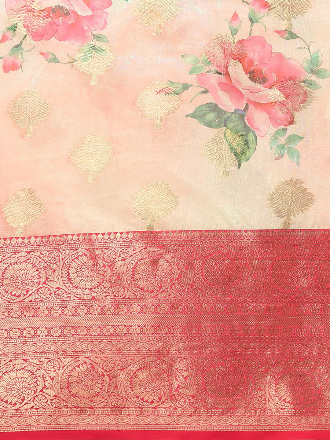 Floral Zari Art Silk Chanderi Digital Printed Saree