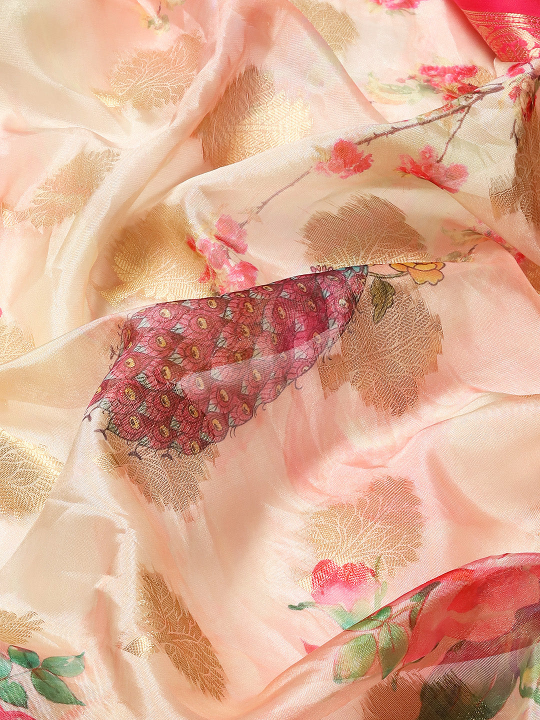 Floral Zari Art Silk Chanderi Digital Printed Saree