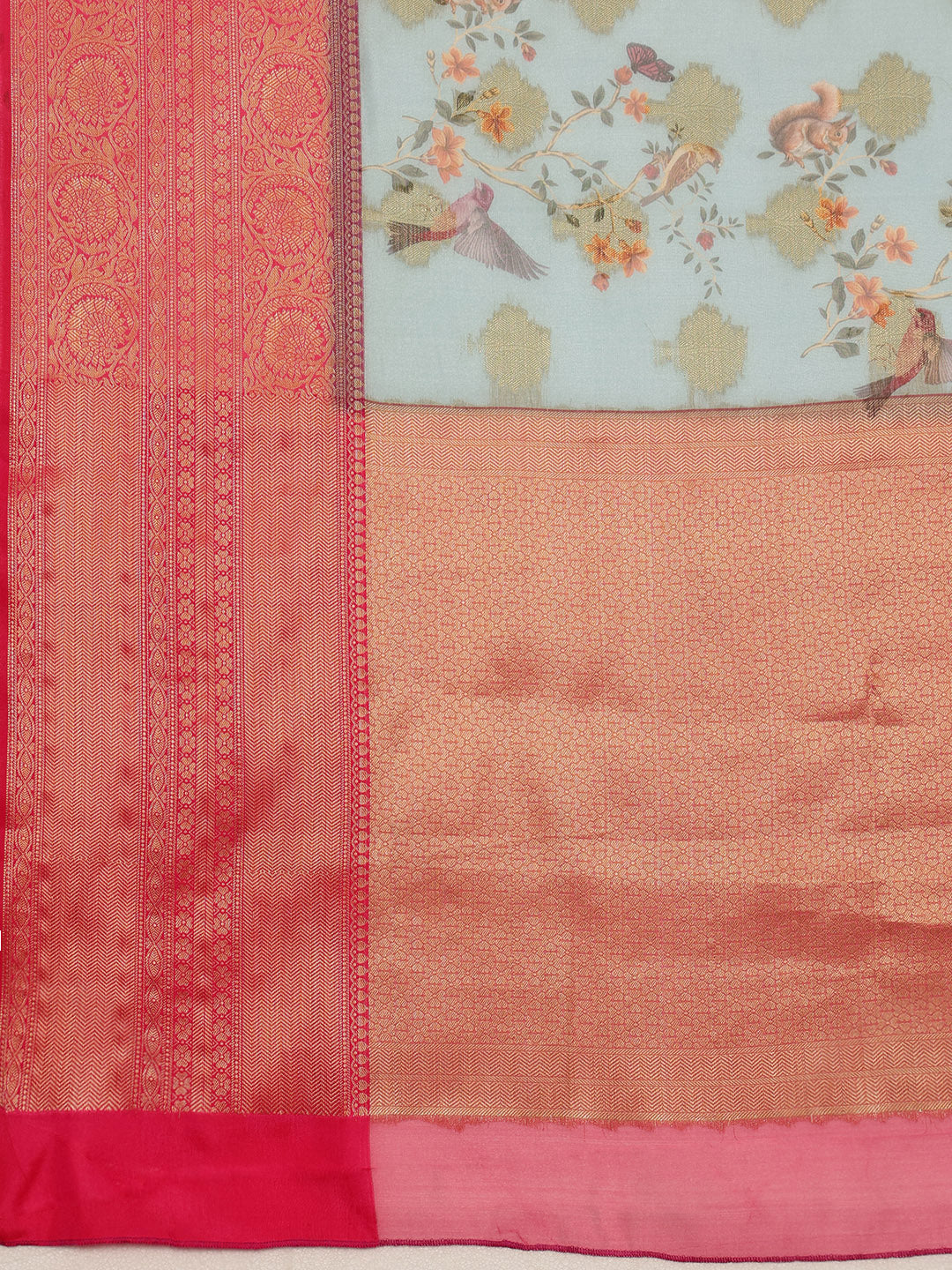 Floral Chanderi Kamlamkari Art Silk Saree