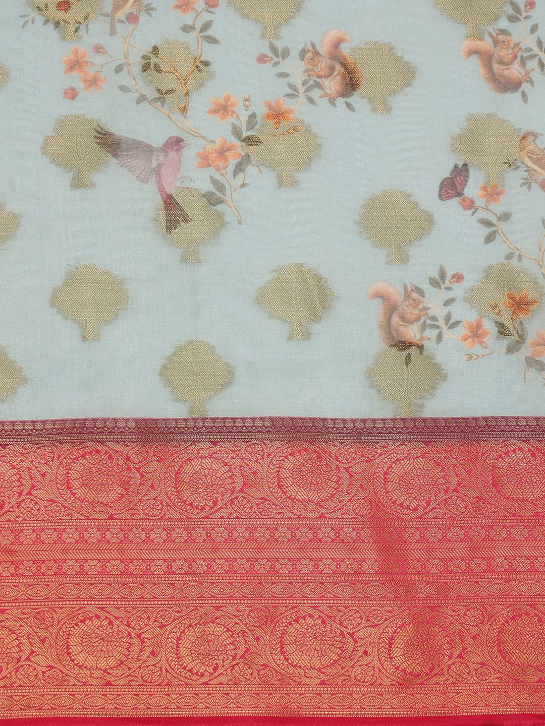 Floral Chanderi Kamlamkari Art Silk Saree