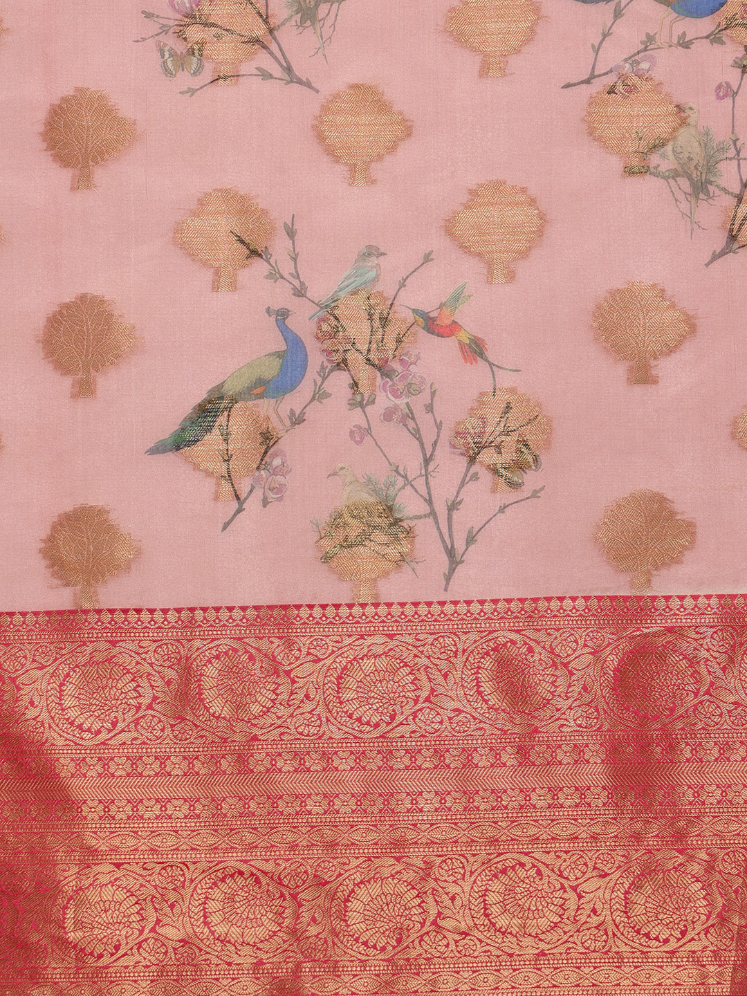 Floral Chanderi Kamlamkari Art Silk Saree
