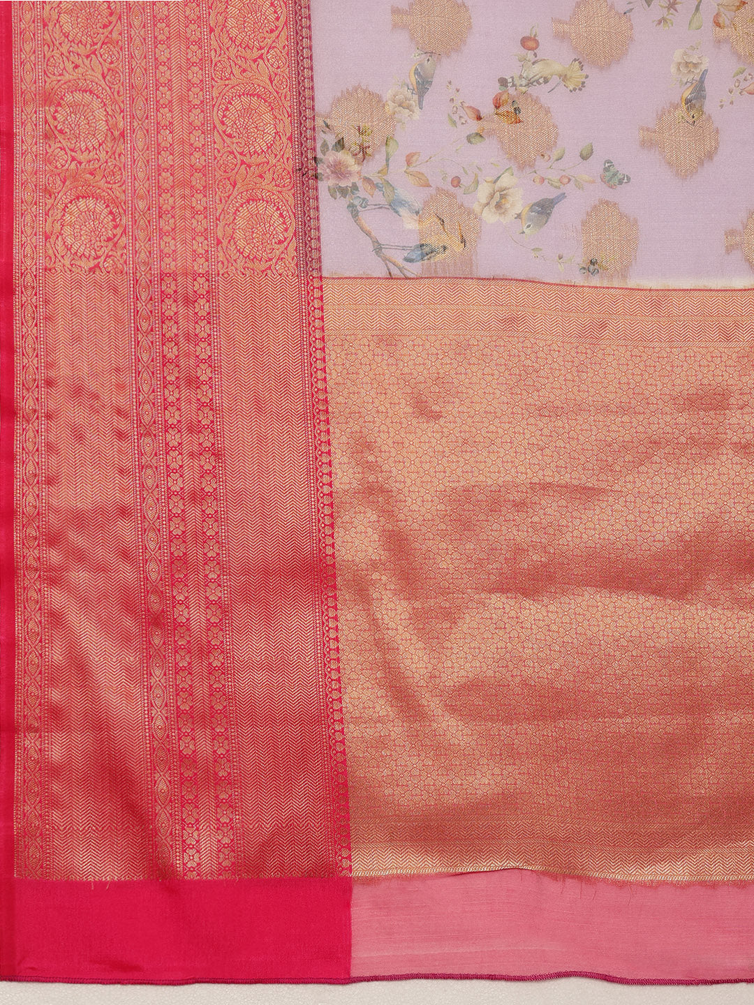 Floral Chanderi Kamlamkari Art Silk Saree
