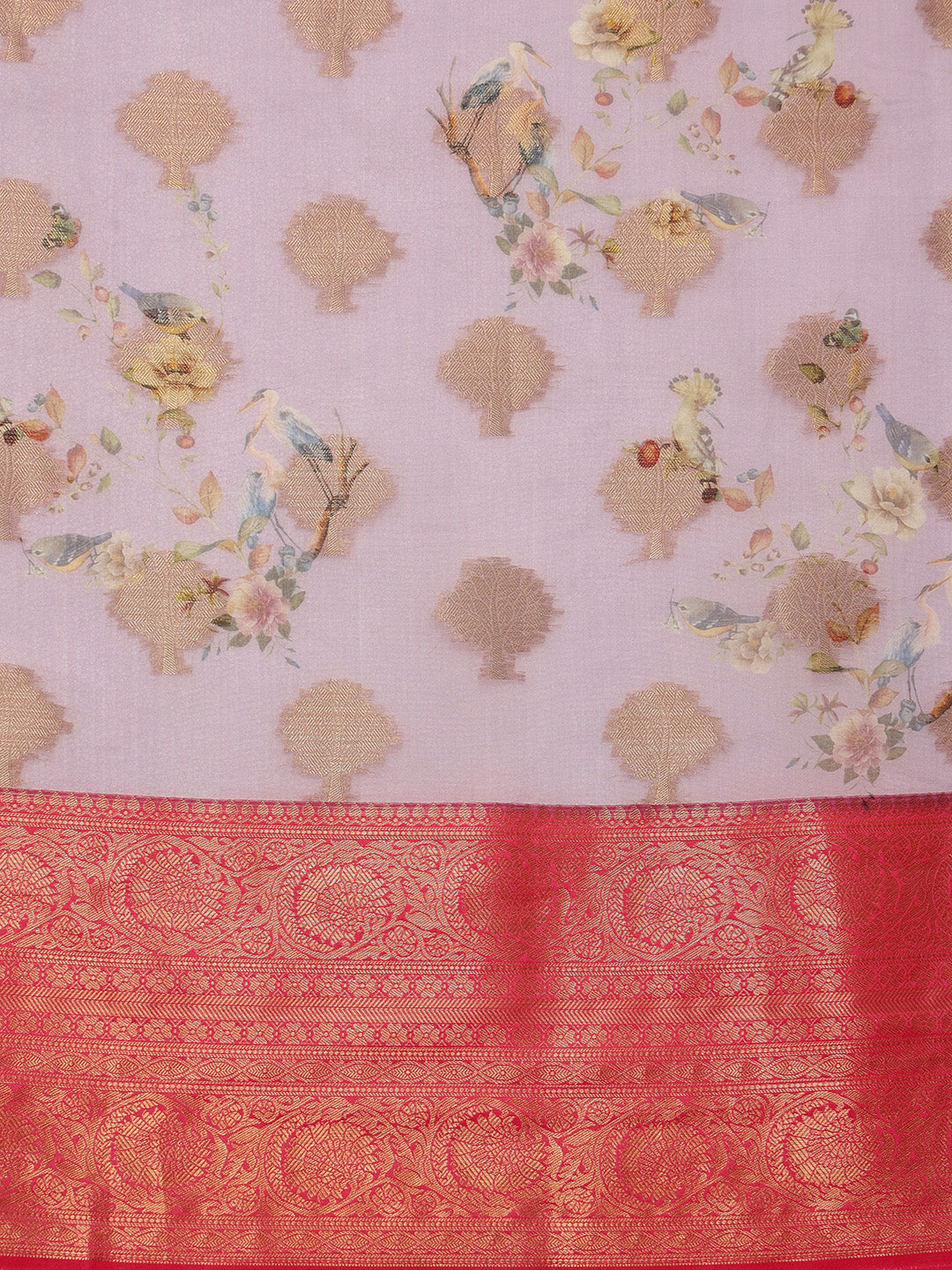 Floral Chanderi Kamlamkari Art Silk Saree