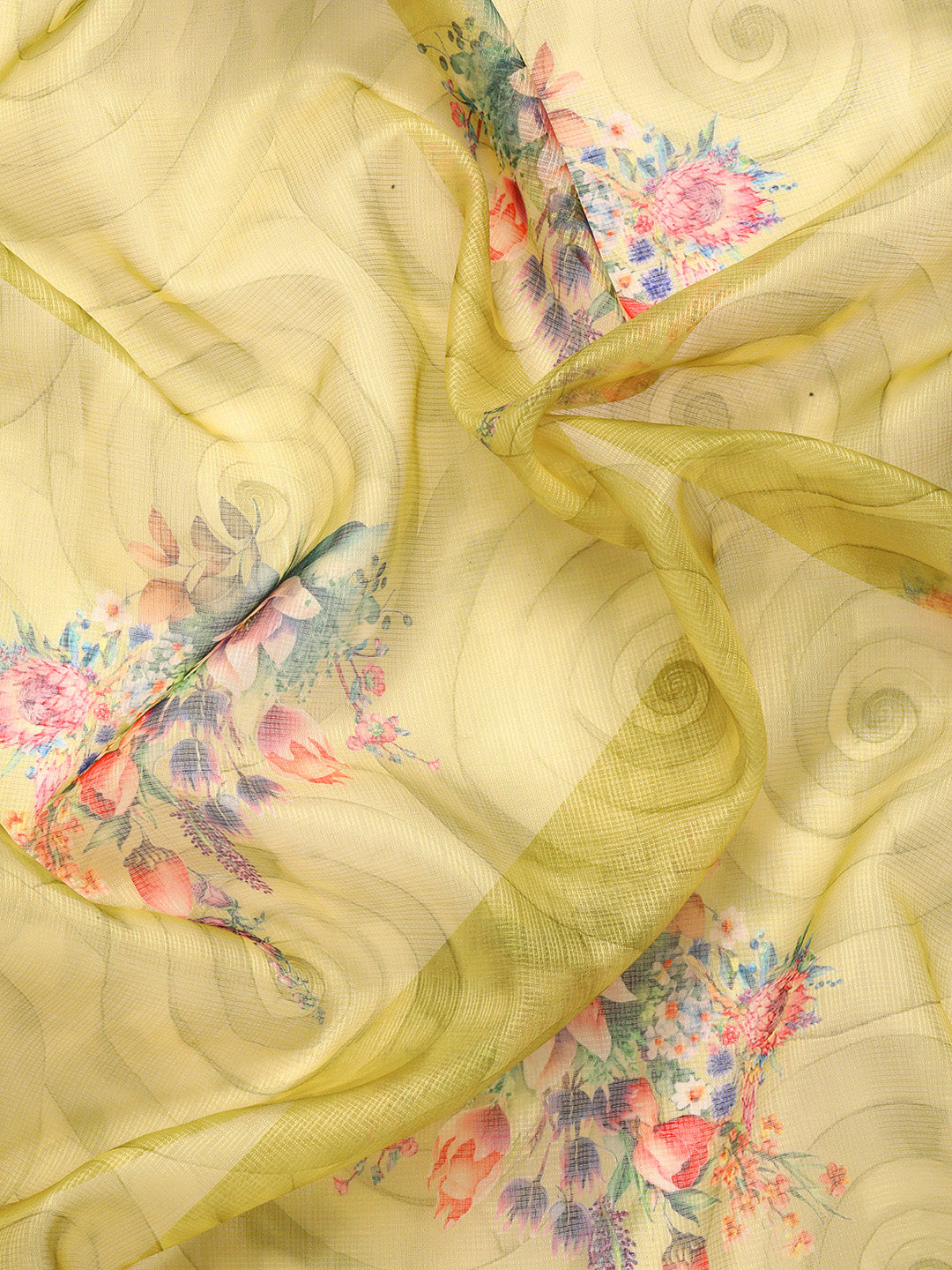 Kanjivaram Silk Floral Printed Zari Woven Saree With Tassels