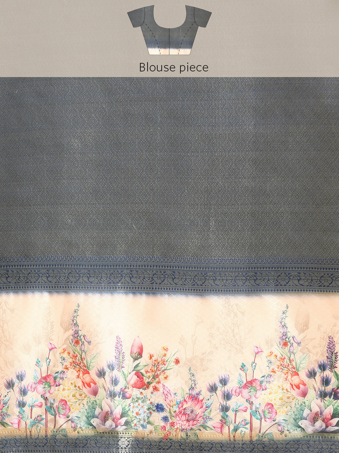 Kanjivaram Silk Floral Printed Zari Woven Saree With Tassels