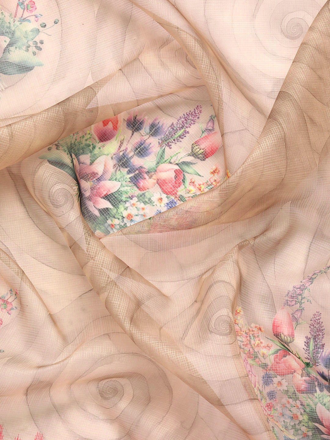 Kanjivaram Silk Floral Printed Zari Woven Saree With Tassels