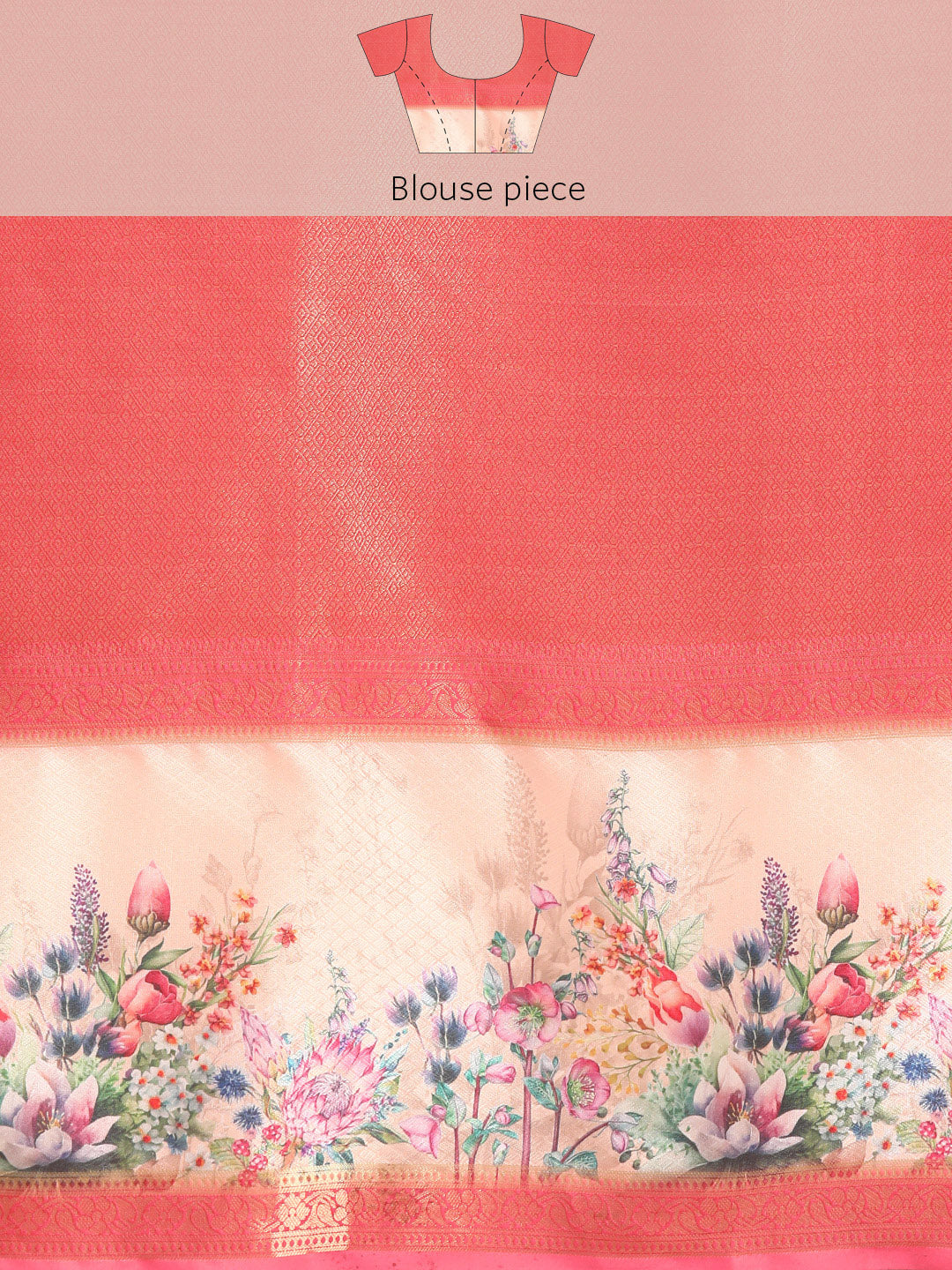 Kanjivaram Silk Floral Printed Zari Woven Saree With Tassels