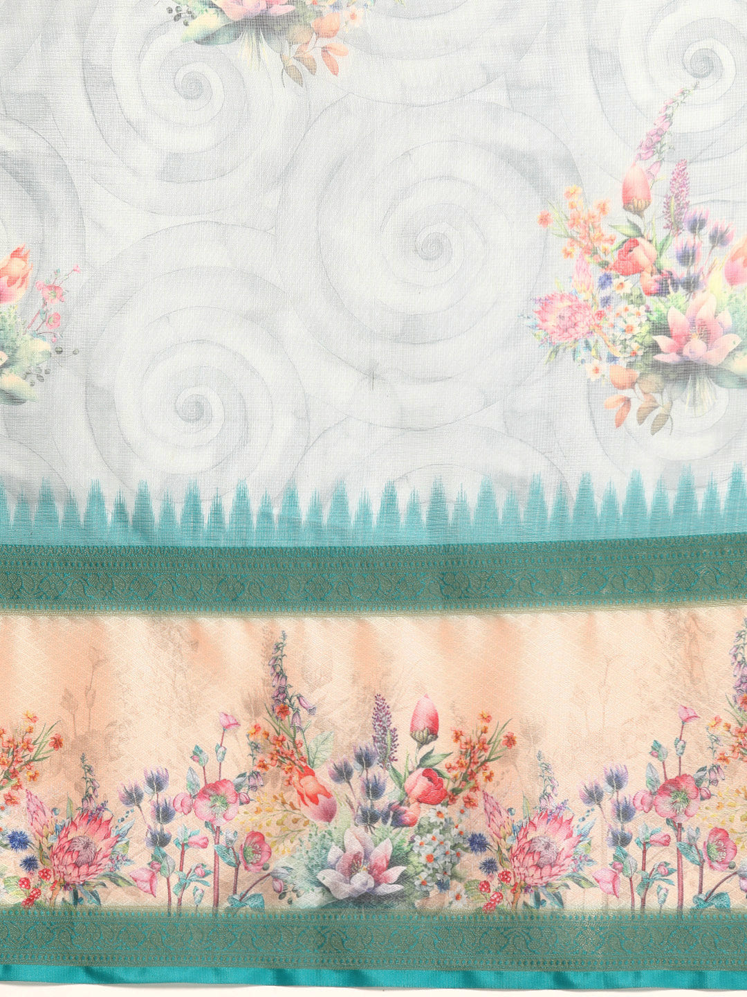 Kanjivaram Silk Floral Printed Zari Woven Saree With Tassels