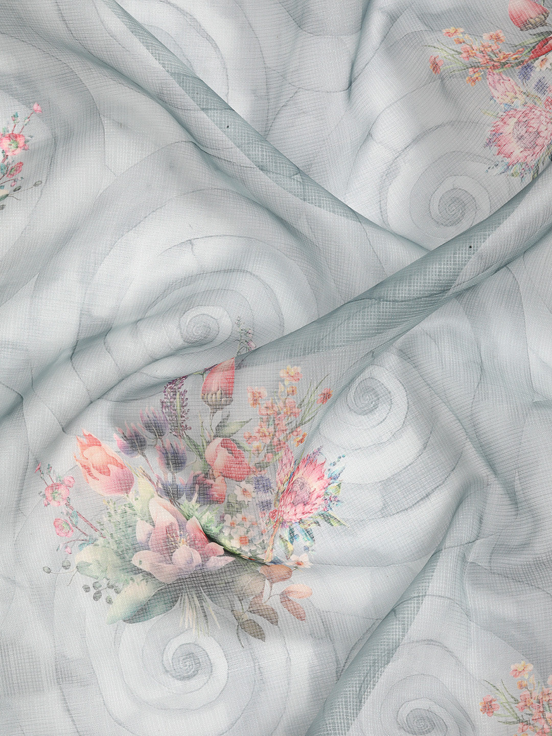 Kanjivaram Silk Floral Printed Zari Woven Saree With Tassels