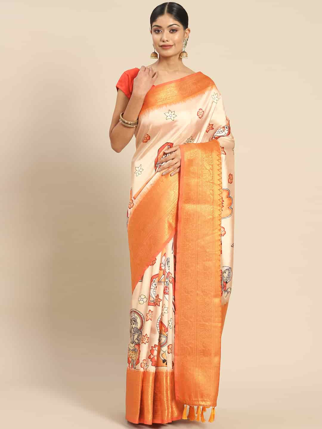 Kalamkari Print with Regal Weave Silk Saree