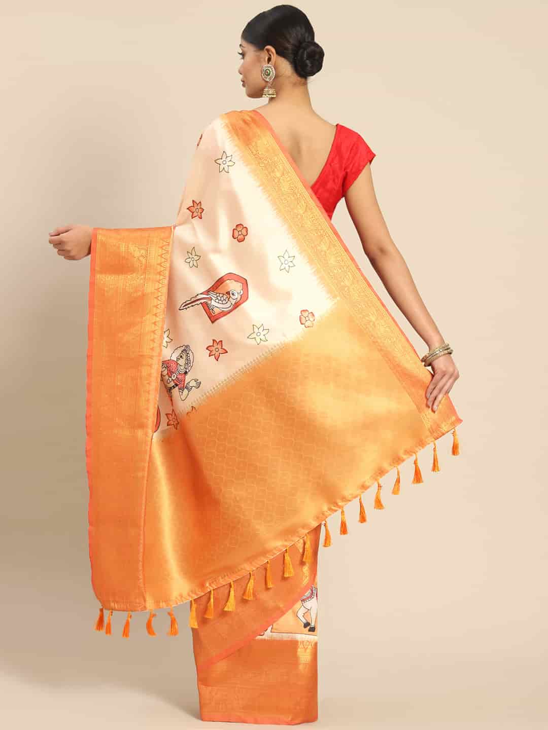 Kalamkari Print with Regal Weave Silk Saree