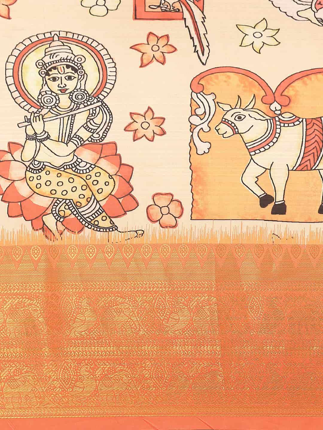 Kalamkari Print with Regal Weave Silk Saree