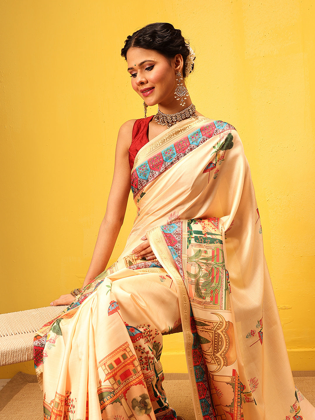 Royal Rajwadi Digital Print Saree with Traditional Maharani Look