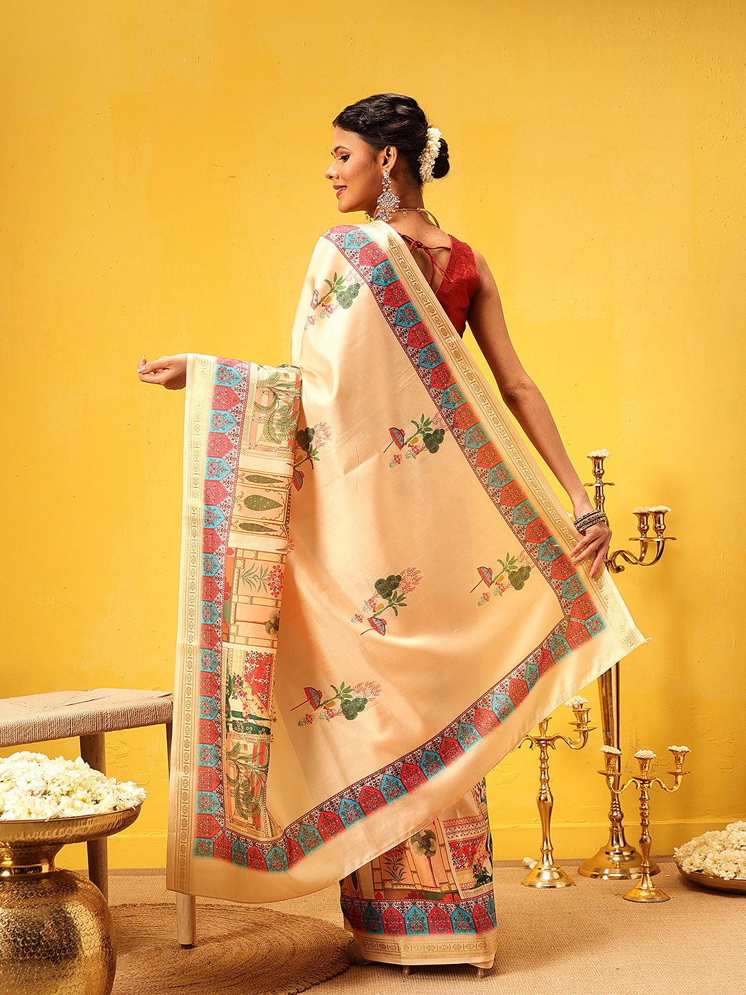 Royal Rajwadi Digital Print Saree with Traditional Maharani Look