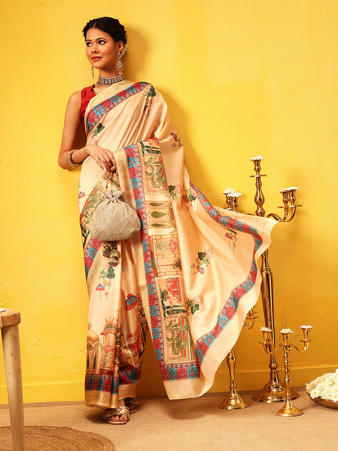 Royal Rajwadi Digital Print Saree with Traditional Maharani Look