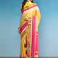 Color Blocked Zari Border Printed Silk Saree