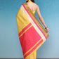 Color Blocked Zari Border Printed Silk Saree
