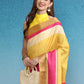 Color Blocked Zari Border Printed Silk Saree