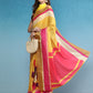 Color Blocked Zari Border Printed Silk Saree