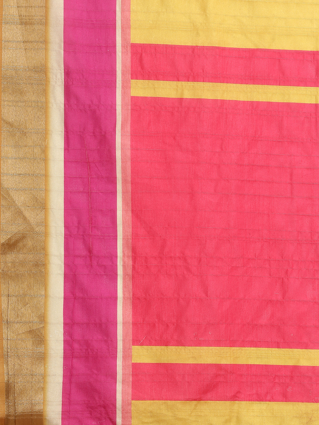 Color Blocked Zari Border Printed Silk Saree