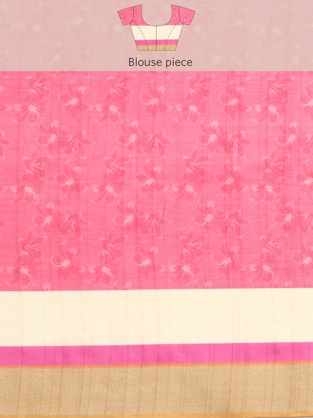 Color Blocked Zari Border Printed Silk Saree