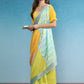 Color Blocked Zari Border Printed Silk Saree
