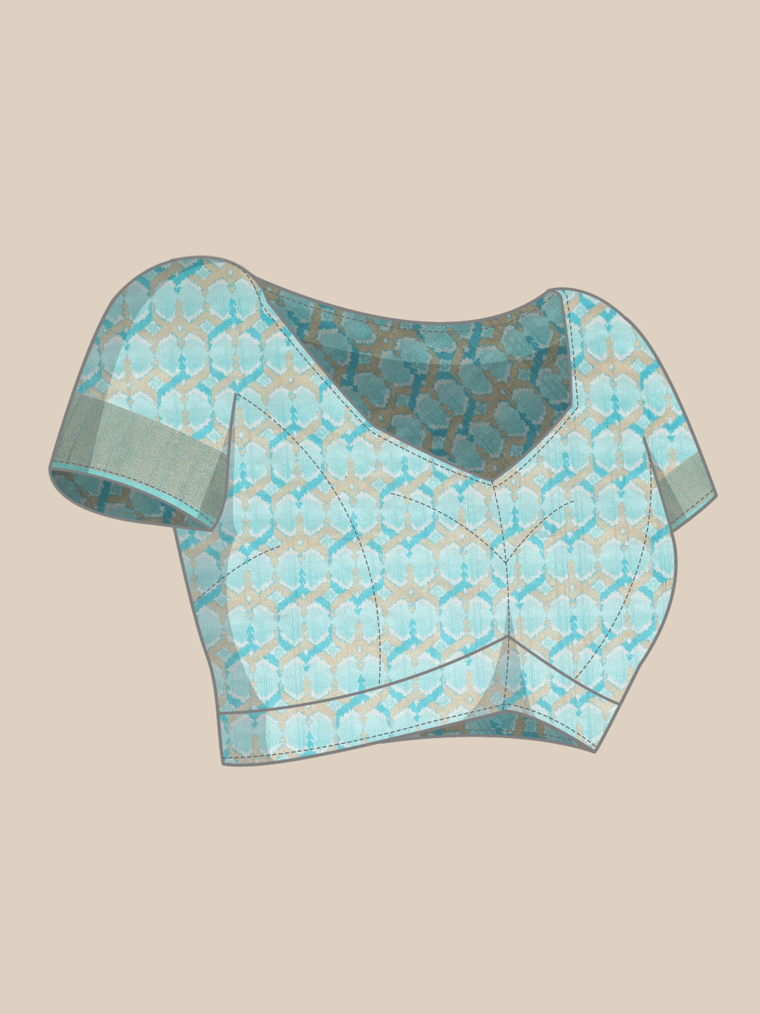 Color Blocked Zari Border Printed Silk Saree