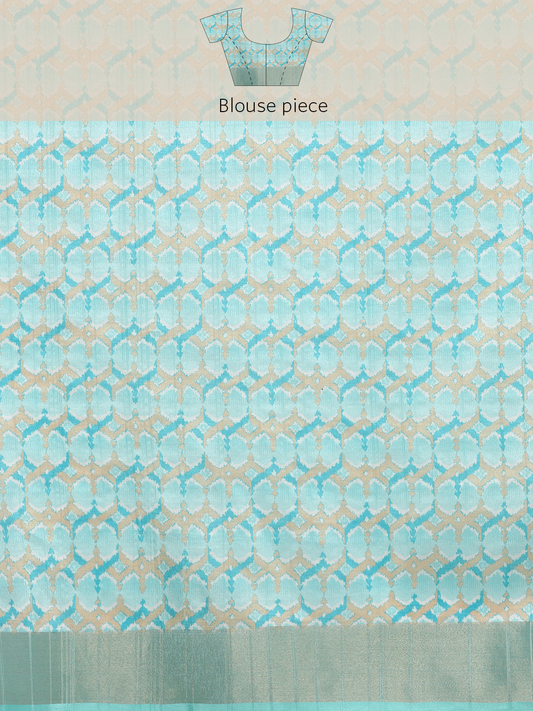 Color Blocked Zari Border Printed Silk Saree