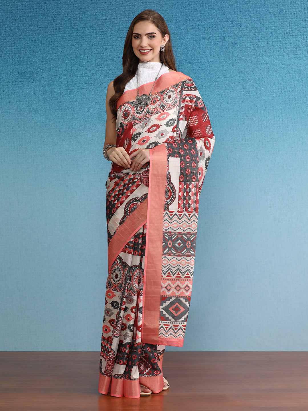 Soft Silk Zari Border Digital Printed Saree