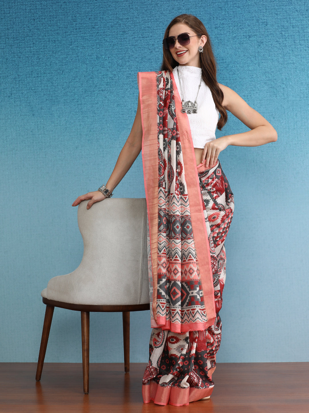 Soft Silk Zari Border Digital Printed Saree